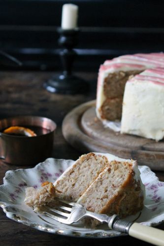 Winter spiced parsnip cake with mulled wine drizzle