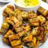 Party Potato Pave Bites with Cheese Sauce