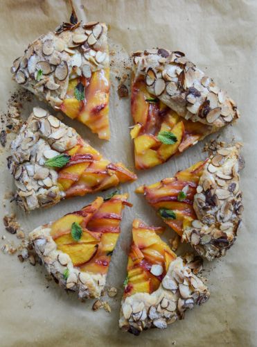 Ginger peach galette with almond crust