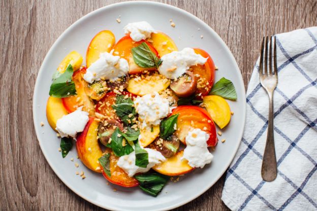 Peach, Heirloom Tomato and Burrata Salad