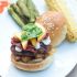 PEACH CHUTNEY BURGERS WITH BACON AND GOAT CHEESE