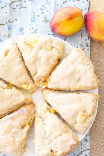 Peach Pie Scones with Vanilla Glaze