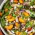 Peach salad with grilled basil chicken and white balsamic honey vinaigrette