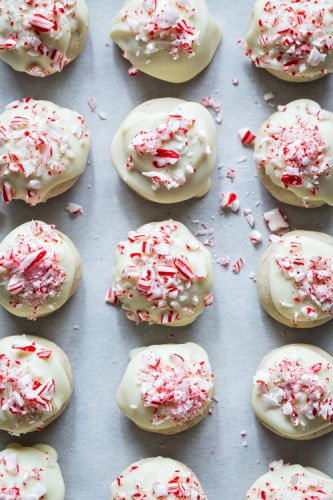 Candy cane snowball cookies