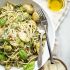 Potato Pesto Linguine with Roasted Brussels Sprouts