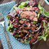 Steak and bleu cheese salad with blueberry balsamic dressing