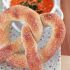Pizza dough pretzels with cheesy pizza dip