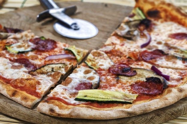 Pizza with beets and zucchini