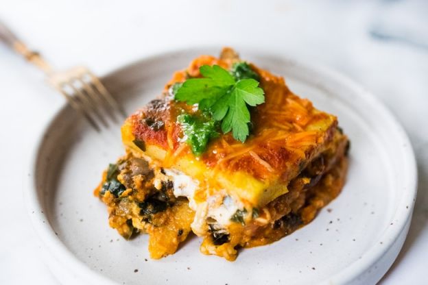 Polenta Lasagna with Smoky Red Pepper Sauce