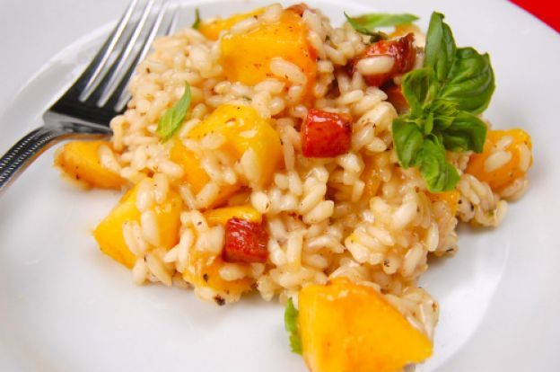 Pork Belly and Peach Risotto