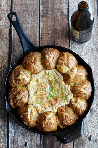 Pull-apart pretzel skillet with beer cheese dip