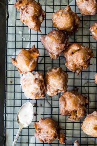 Pumpkin Spice Glazed Apple Fritters