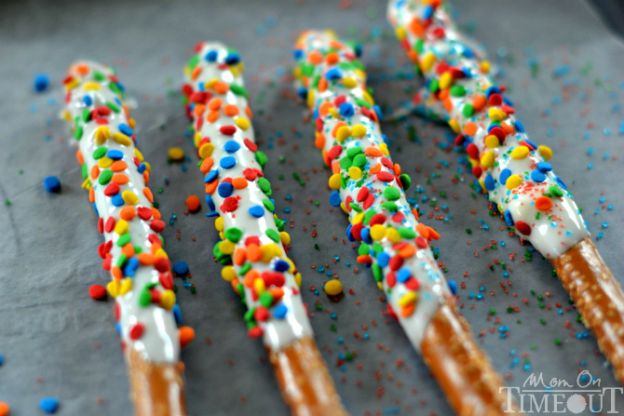 Rainbow pretzel wands