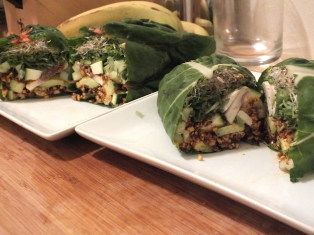 Raw chard burritos