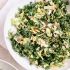 Raw Kale And Brussels Sprouts Salad With Tahini Maple Dressing