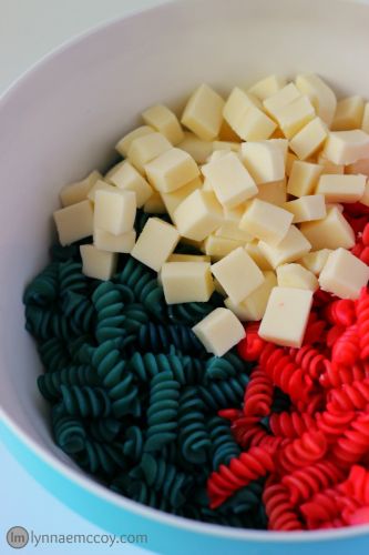 Red, white and blue pasta salad