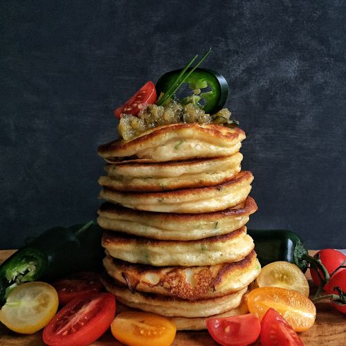 Ricotta, Parmesan & Chive Pancakes With Jalapeno-Quince Jam