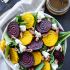 Roasted beet spinach and goat cheese salad