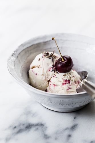 Roasted Cherry Lavender Ice Cream