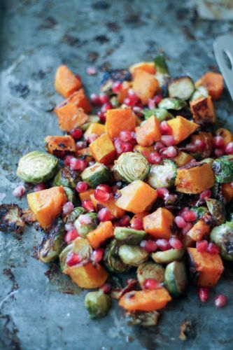 Ravishing roasted vegetables with pomegranate and gorgonzola