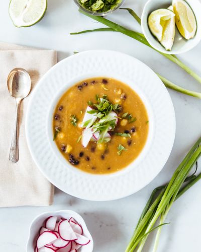 Roasted Tomatillo and Black Bean Soup
