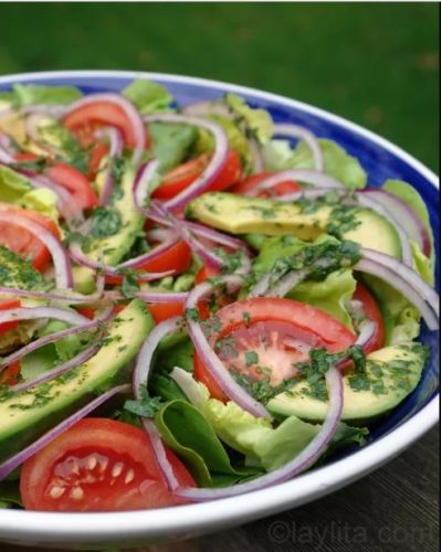 Garden salad with lime cilantro dressing