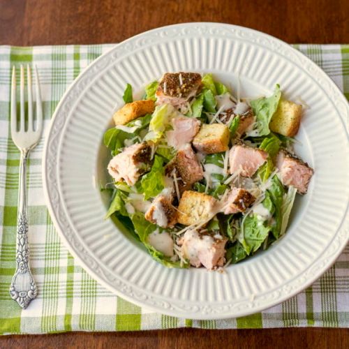 Salmon Caesar salad