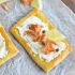 Smoked salmon on puff pastry