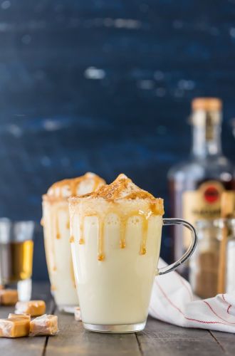 Homemade salted caramel eggnog