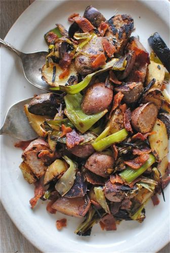 Sauteed Potatoes and Leeks with Bacon and Parmesan