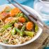 Sesame Soba Noodle Bowls with Roasted Veggies and Bakes Tofu