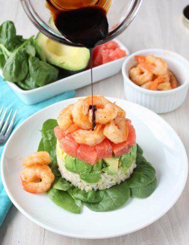 Grapefruit, avocado and shrimp salad