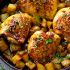 Skillet Honey Garlic Chicken Thighs with Roast Potatoes