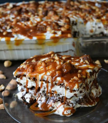 Snickers ice cream sandwich cake