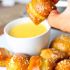 Soft pretzel bites with cheese sauce