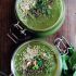 Spring greens soup with baked parsnip fries