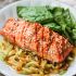 Honey-Lime Sriracha Salmon with Cold Sesame Cucumber Noodle Salad