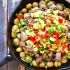 Steak and potato chimichurri with fresh summer vegetables