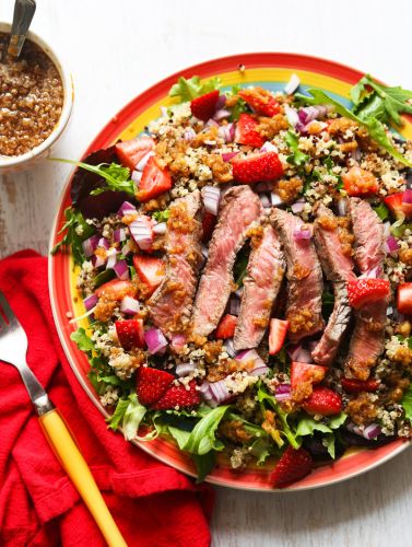 Steak Salad with Quinoa, Strawberries and Ginger Sauce