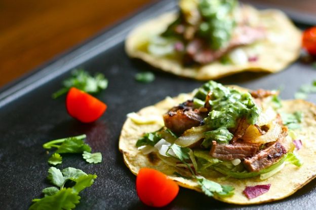 Grilled Steak Tacos with Herb Sauce