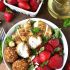 Strawberry basil chicken salad with fried goat cheese balls