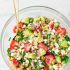 Strawberry farro salad with avocado and feta