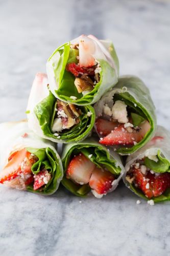 Strawberry spinach spring rolls