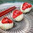 Strawberry sushi with chocolate sauce