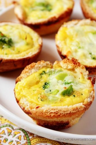 Broccoli and cheese mini quiches