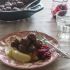 Swedish meatballs and gravy with cranberry jam