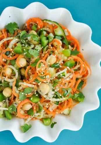 Sweet and sour Thai carrot and cucumber noodle salad