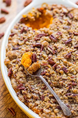 Sweet Potato Casserole with Butter Pecan Crumble Topping