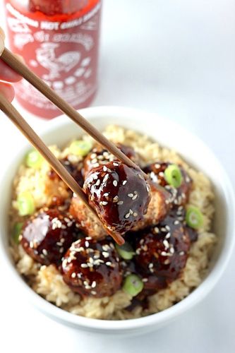 Sriracha teriyaki meatballs