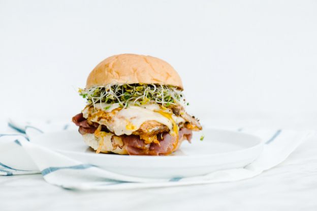 Spicy Sriracha Cabbage and Pastrami Egg Sandwich